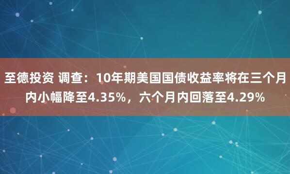 至德投资 调查：10年期美国国债收益率将在三个月内小幅降至4.35%，六个月内回落至4.29%