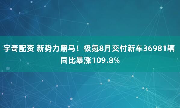 宇奇配资 新势力黑马！极氪8月交付新车36981辆 同比暴涨109.8%